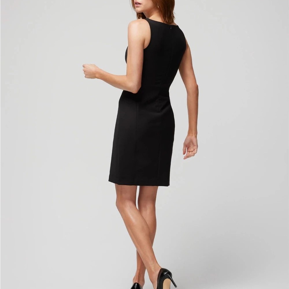 White House Black Market Black Dress with rhinestone and pearl Embellished Neck - Picture 4 of 11